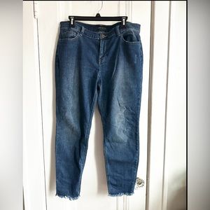 Forever 21 Dark Wash Jeans Fringe Hem